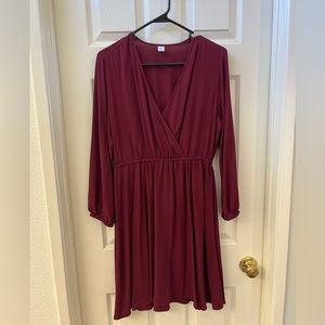 Old Navy, sz S, maroon 3/4 sleeve midi dress
